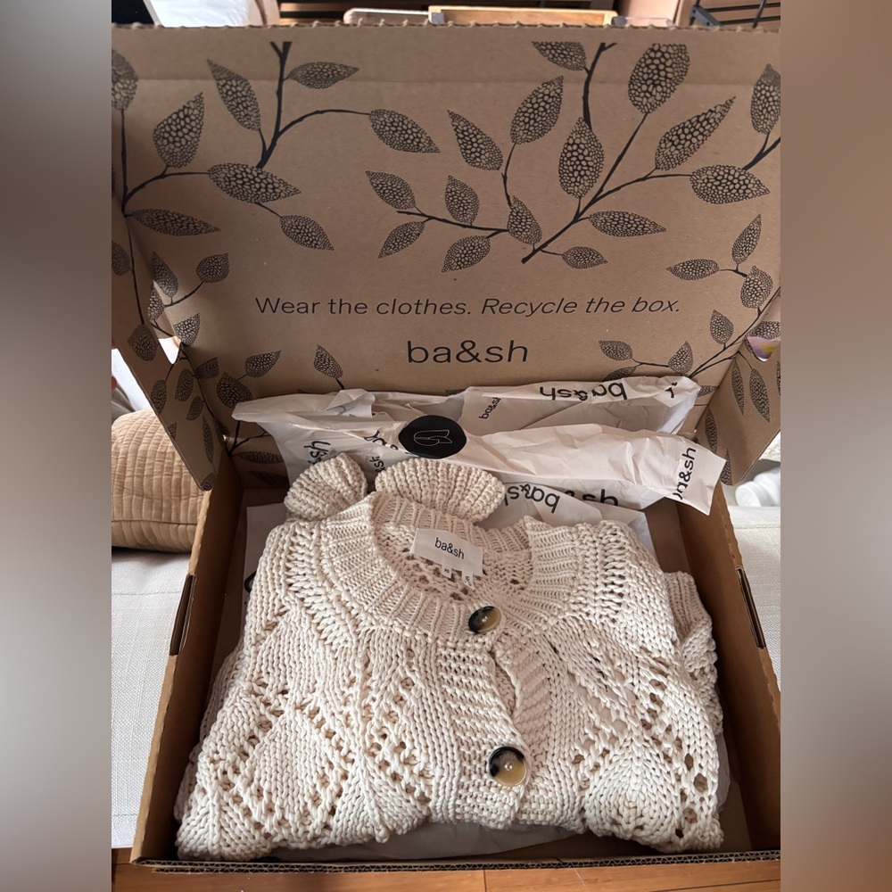 NWT Ba&sh cream cardigan 100% cotton